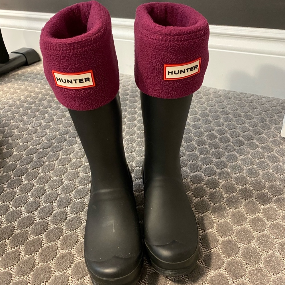 Black Hunter Boots with Purple Socks